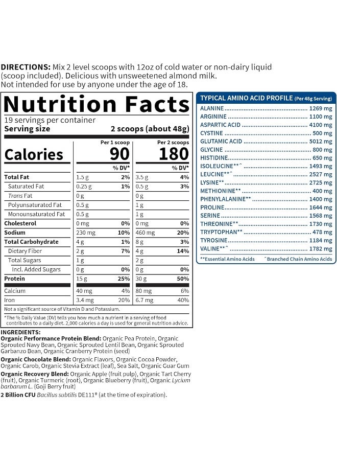 - Sport Organic Plant-Based Protein Chocolate 29.6 Oz.