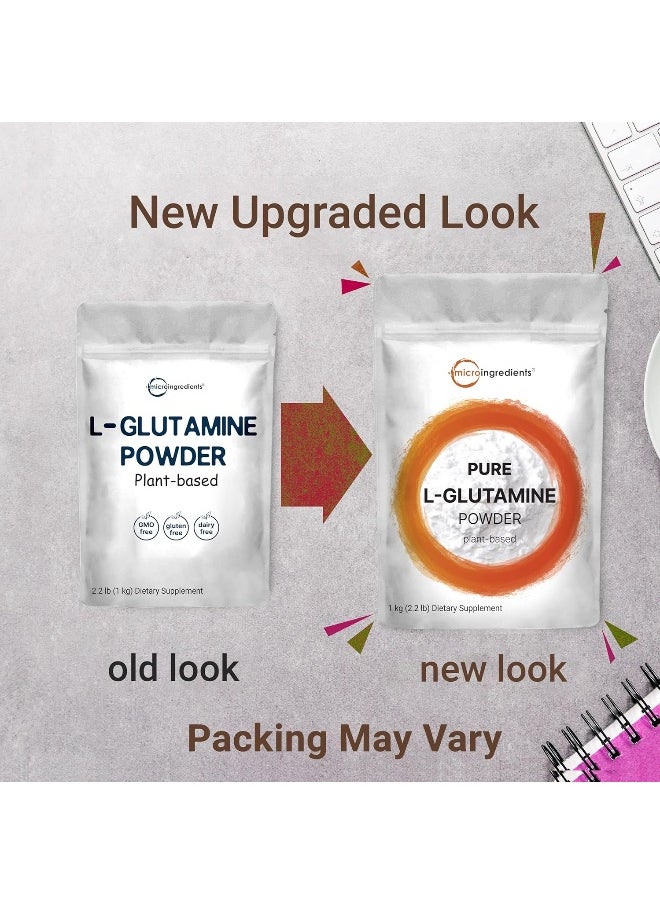 Natural Amino Pure L-Glutamine Powder - Promote Muscle Mass & Recovery (1 Kg / 2.2 Lb) Vegan