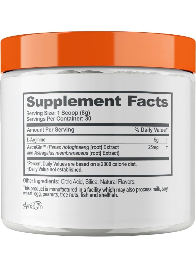 Genius L-Arginine Nitric Oxide Powder - Fermented L-Arginine Nutritional Supplements & Nitric Oxide Booster - Pre Workout, Natural Muscle Builder - 30 Servings, Lemon