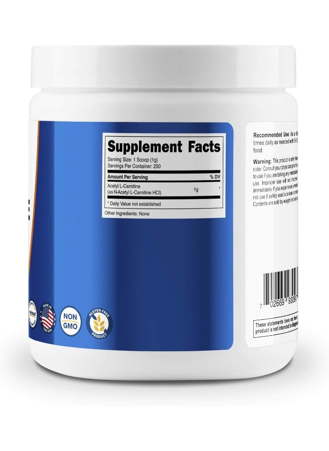 Acetyl L-Carnitine (Alcar) 250 Grams- 1G Per Serving - 250 Servings - Pure Acetyl L-Carnitine Powder