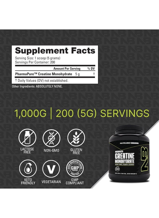 100% Pure Creatine Monohydrate (1000 Grammes) - Micronized, Unflavored, Hplc Tested