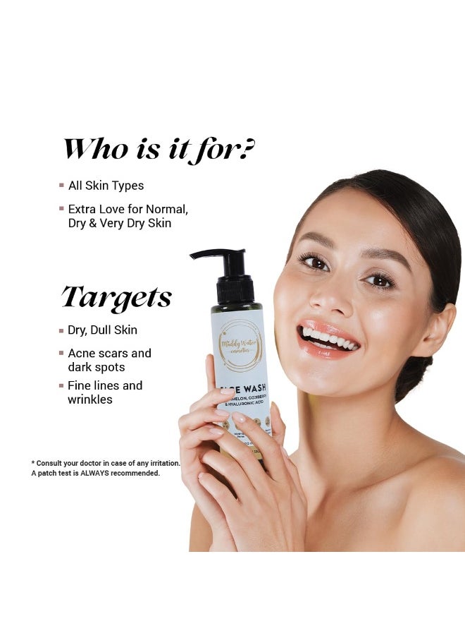 WATER COSMETICS Hyaluronic Acid Face Wash -100ml | Hydrating Cleanser with Watermelon & Goji Berry for Unisex |Reduces Inflammation & Redness |Gentle, Sulphate-Free, Suitable for All Skin Types