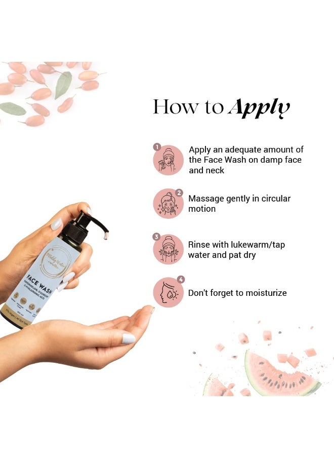 WATER COSMETICS Hyaluronic Acid Face Wash -100ml | Hydrating Cleanser with Watermelon & Goji Berry for Unisex |Reduces Inflammation & Redness |Gentle, Sulphate-Free, Suitable for All Skin Types