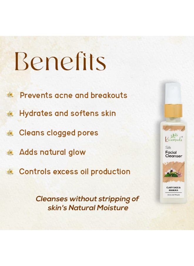 Silk Facial Cleanser With Clary Sage & Manuka for Acne & Pimples 120ml / 4.06 fl Oz