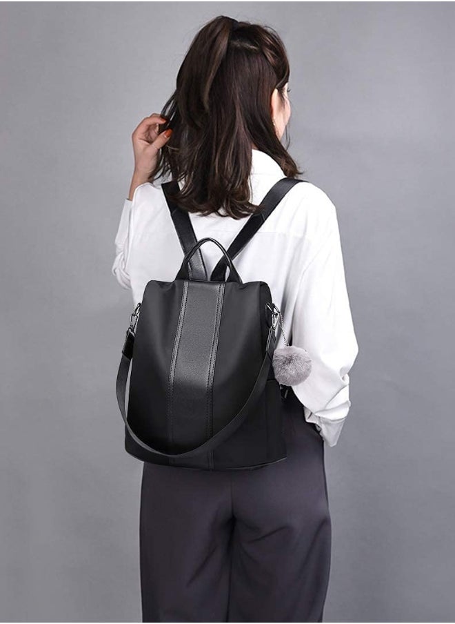 Women Backpack, Leisure Ladies Rucksack, Water-Resistant Nylon School Bags Anti-Theft Daypack Shoulder Bag, Elegant Modern For Work Shopping Travel (black)
