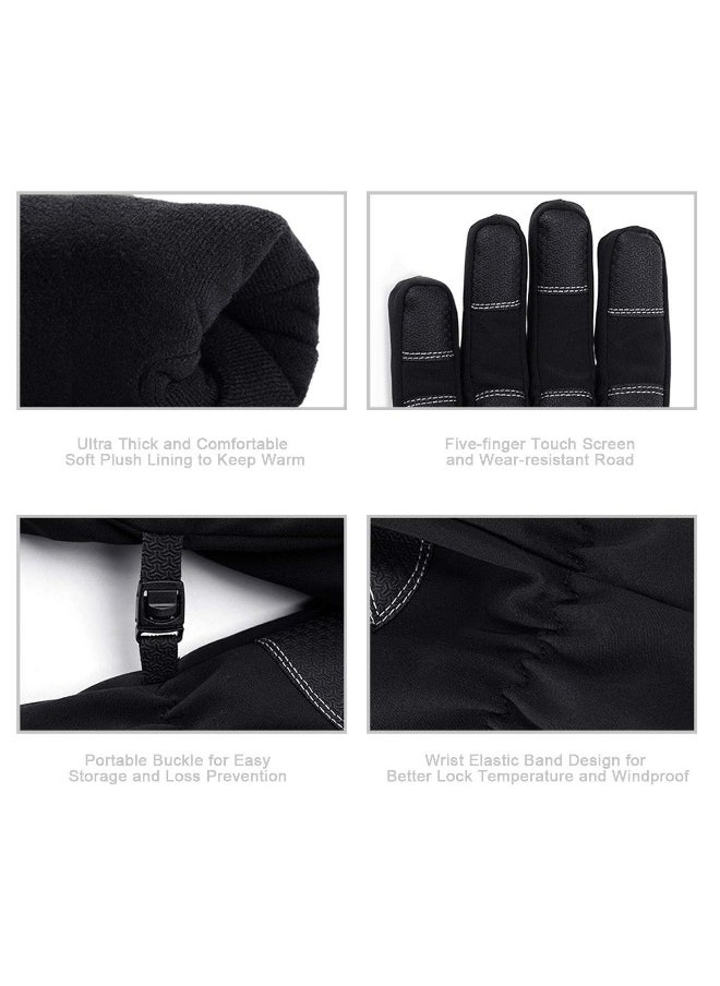 Cycling Gloves Bicycling Anti Slip Shock Absorbing Men Women Winter Three Fingers Touch-Screen Fleece 100% Waterproof -30℉ Warm Windproof XL