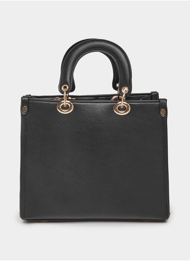 Quilted Satchel Bag with Detachable Sling Strap