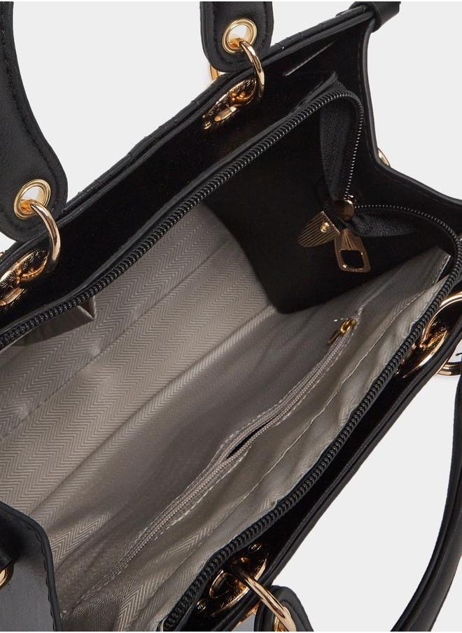 Quilted Satchel Bag with Detachable Sling Strap
