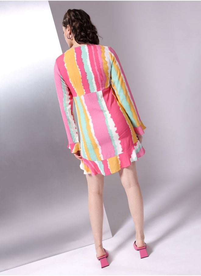 Women A-Line Casual Striped Mini Dress