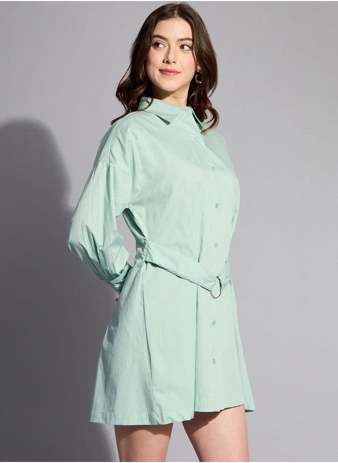 Women Fit and Flared Casual Solid Shirt Dress