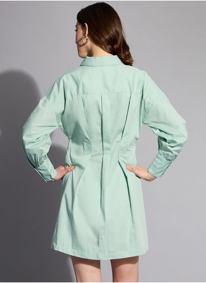 Women Fit and Flared Casual Solid Shirt Dress
