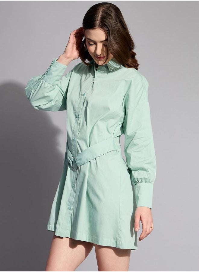 Women Fit and Flared Casual Solid Shirt Dress