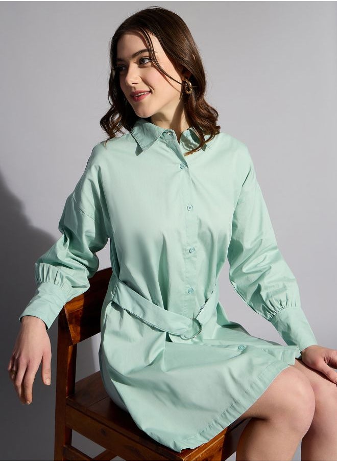 Women Fit and Flared Casual Solid Shirt Dress