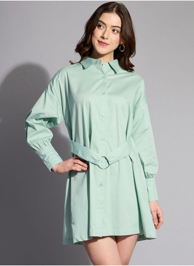 Women Fit and Flared Casual Solid Shirt Dress