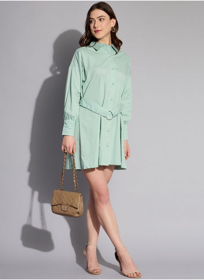 Women Fit and Flared Casual Solid Shirt Dress