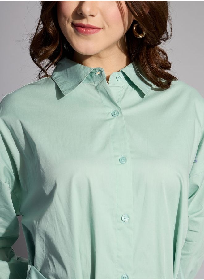 Women Fit and Flared Casual Solid Shirt Dress
