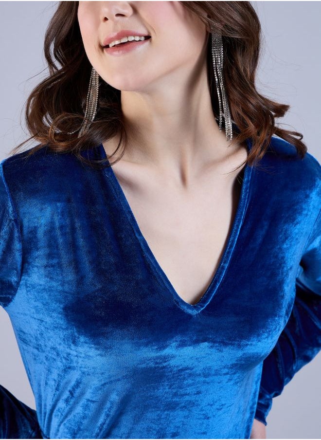 Women Fitted Party Wear Solid Wrap Dress