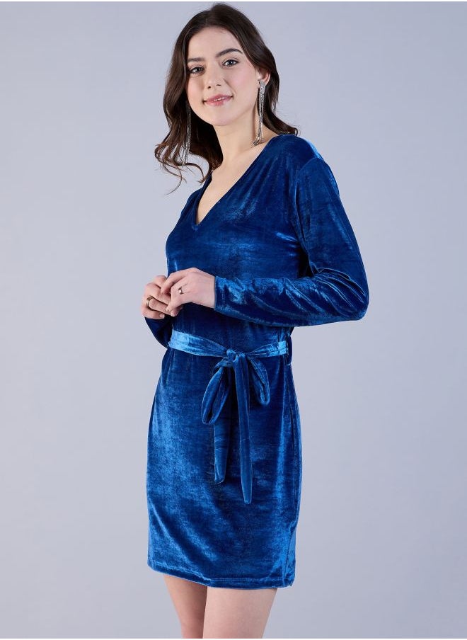 Women Fitted Party Wear Solid Wrap Dress