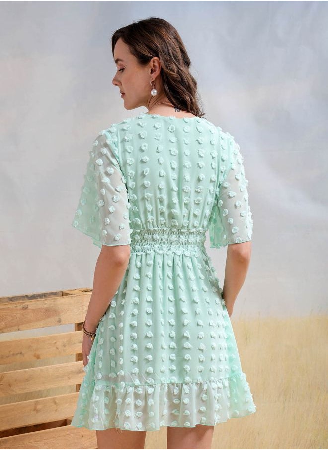 Women Fit and Flared Casual Textured Mini Dress