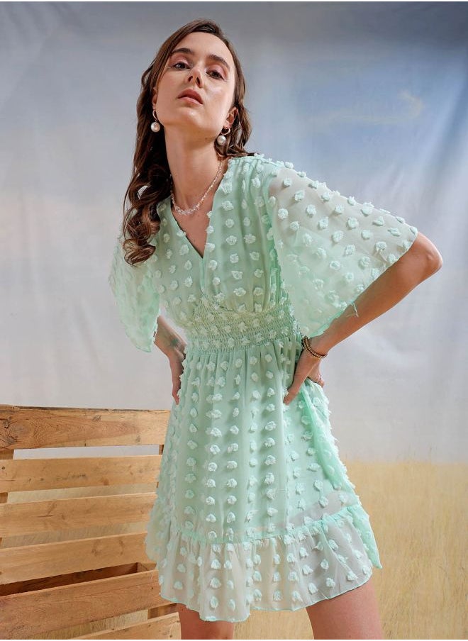 Women Fit and Flared Casual Textured Mini Dress