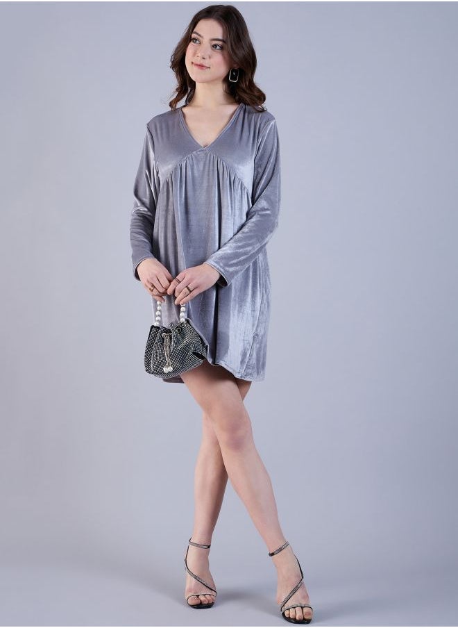 Women Fit and Flared Party Wear Solid Mini Dress