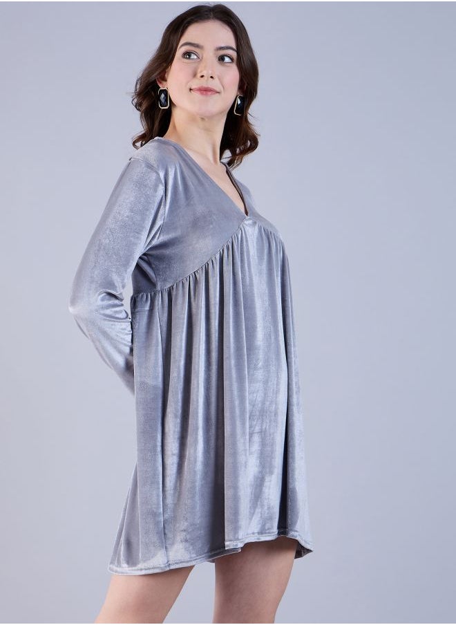 Women Fit and Flared Party Wear Solid Mini Dress