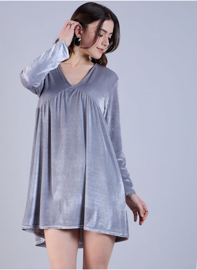 Women Fit and Flared Party Wear Solid Mini Dress