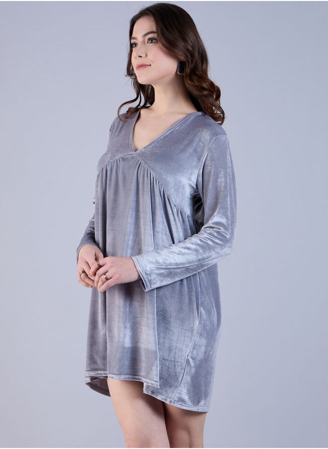 Women Fit and Flared Party Wear Solid Mini Dress