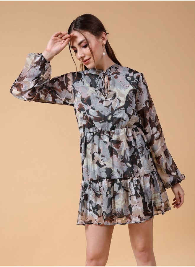 Women Fit and Flared Party Wear Floral Print Dress