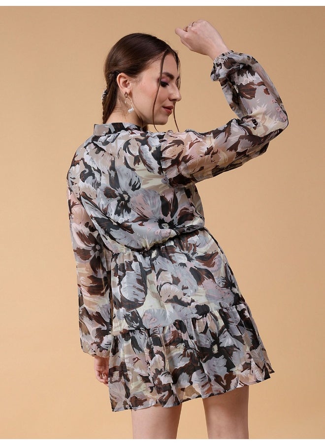 Women Fit and Flared Party Wear Floral Print Dress