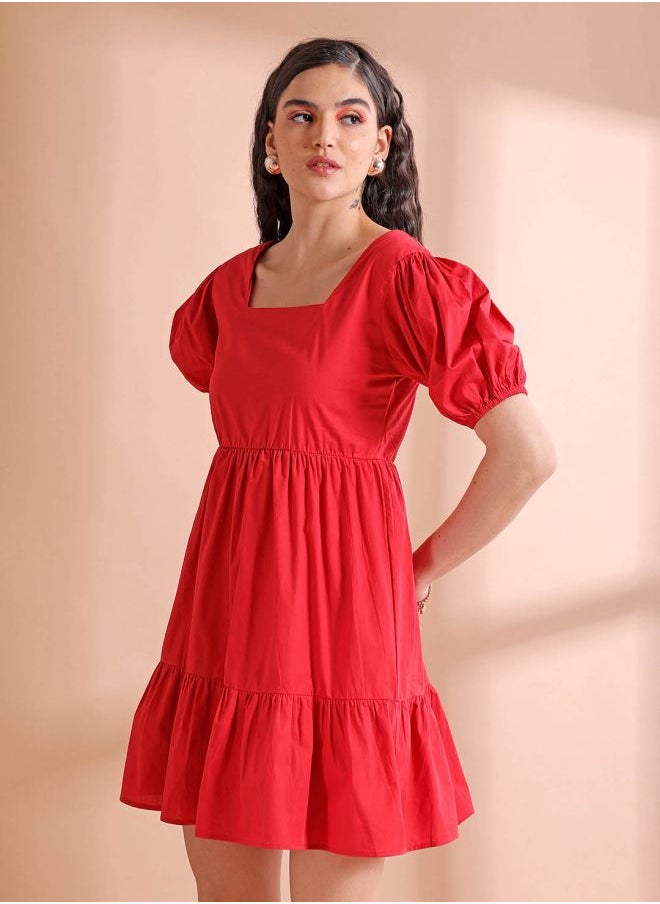 Women Regular Fit Casual Solid Babydoll Dress
