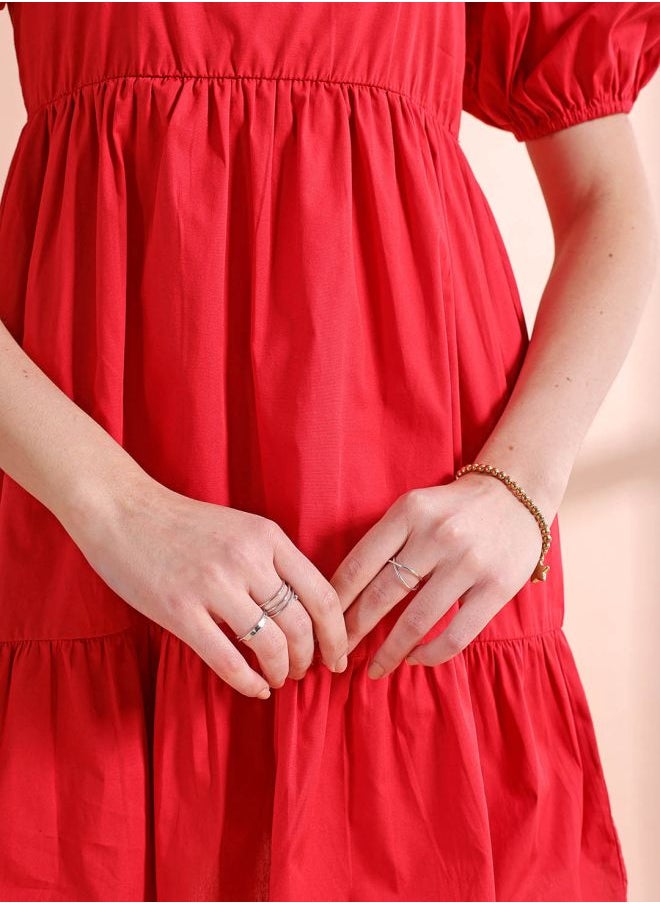 Women Regular Fit Casual Solid Babydoll Dress