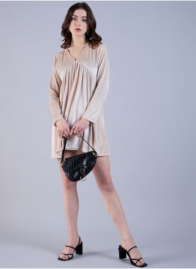 Women Fit and Flared Party Wear Solid Mini Dress