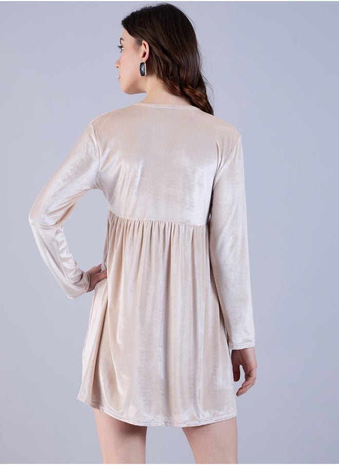 Women Fit and Flared Party Wear Solid Mini Dress