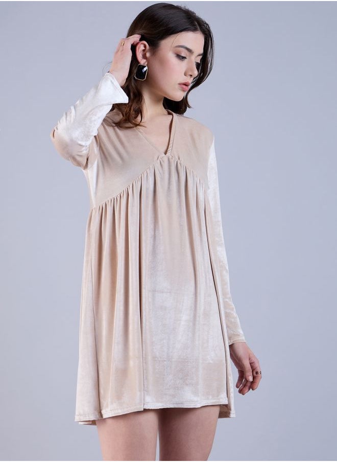 Women Fit and Flared Party Wear Solid Mini Dress