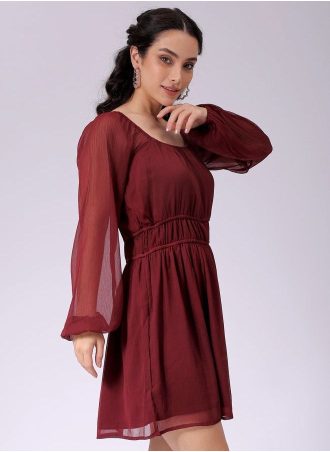 Women Fit and Flared Casual Solid Mini Dress