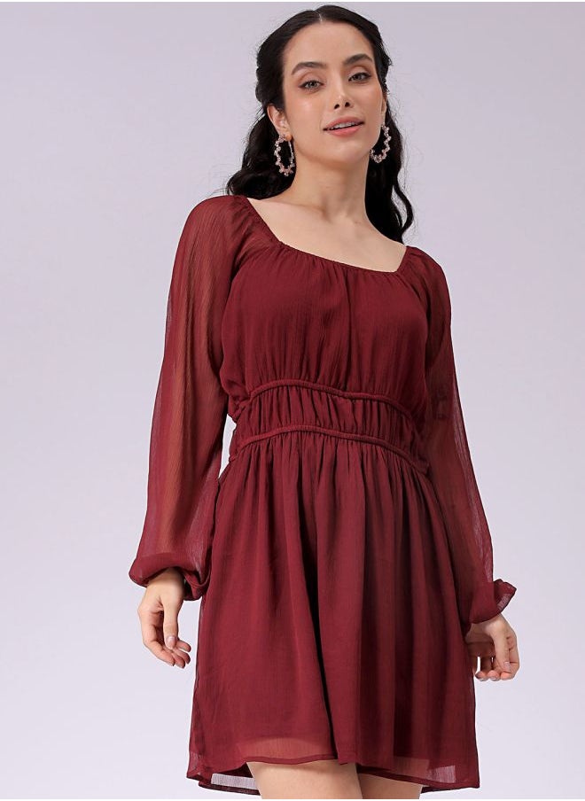 Women Fit and Flared Casual Solid Mini Dress