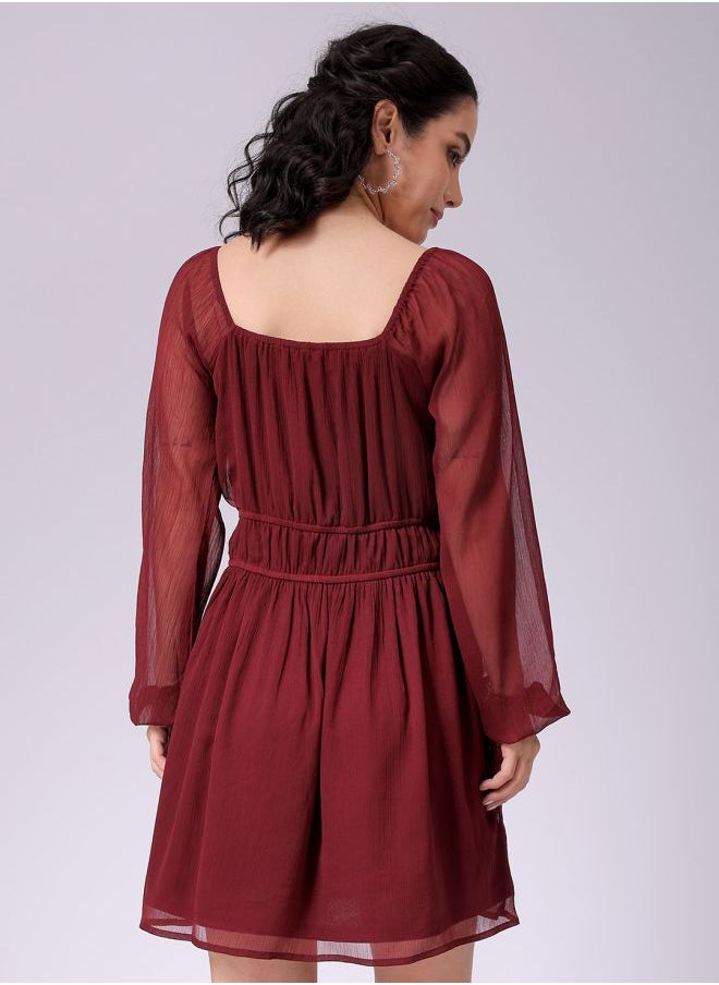 Women Fit and Flared Casual Solid Mini Dress