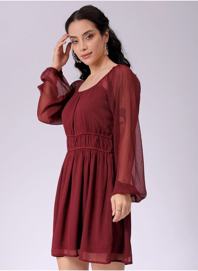 Women Fit and Flared Casual Solid Mini Dress