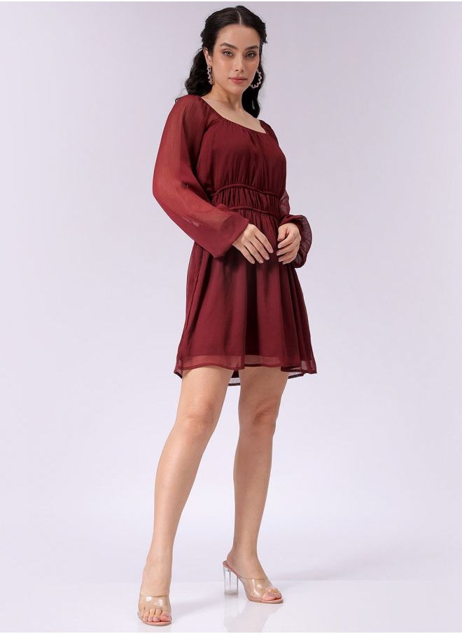 Women Fit and Flared Casual Solid Mini Dress