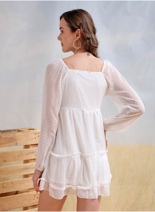 Women Fit and Flared Casual Textured Tiered Dress