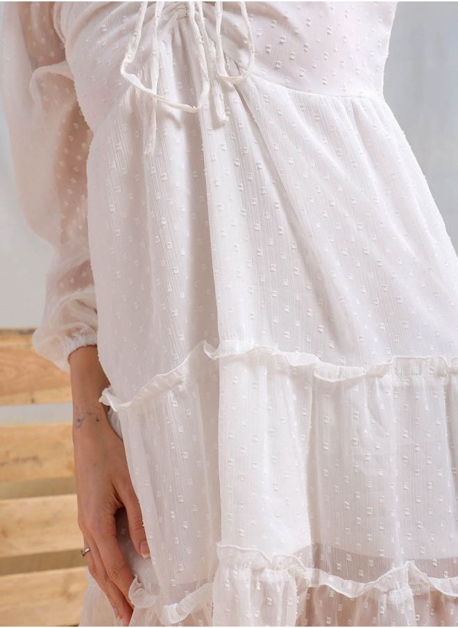Women Fit and Flared Casual Textured Tiered Dress