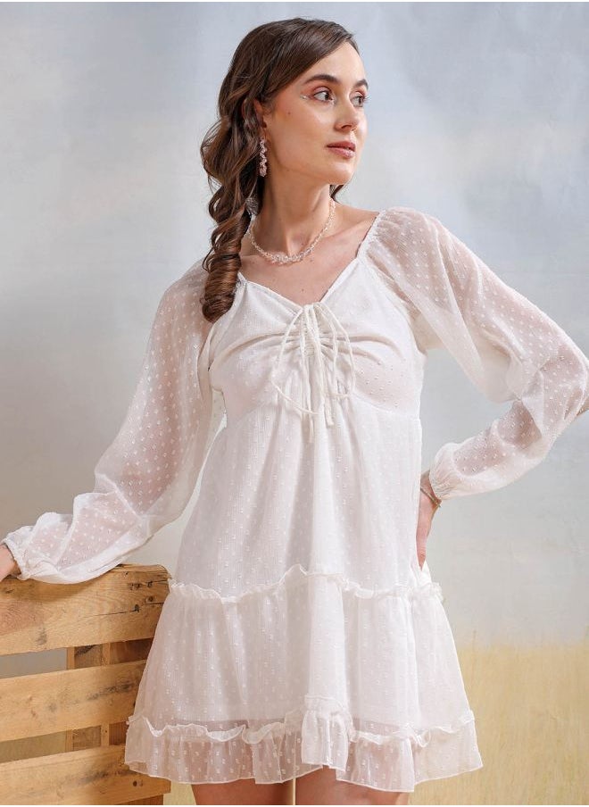 Women Fit and Flared Casual Textured Tiered Dress
