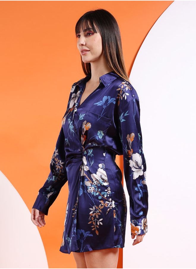 Women Fit and Flared Casual Solid Waist Pleated Dress