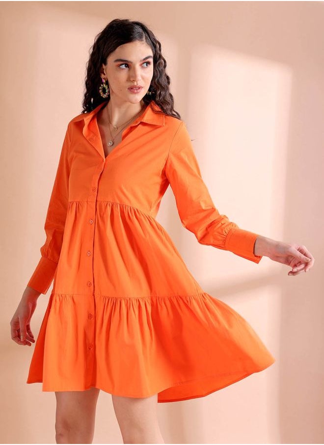 Women Fit and Flared Casual Solid Shirt Dress