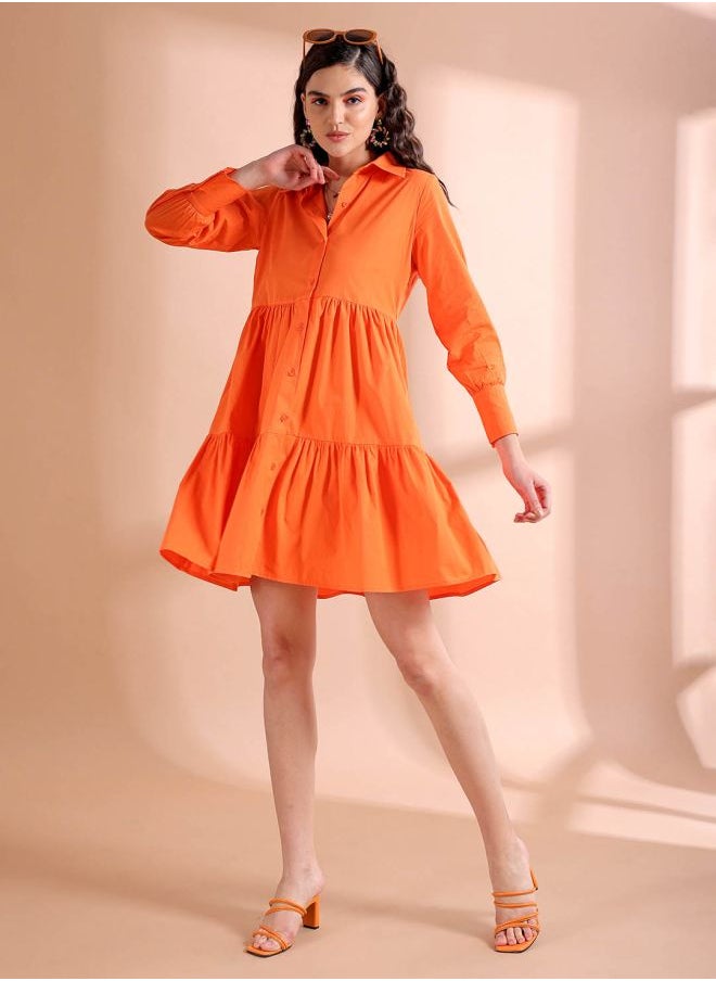 Women Fit and Flared Casual Solid Shirt Dress