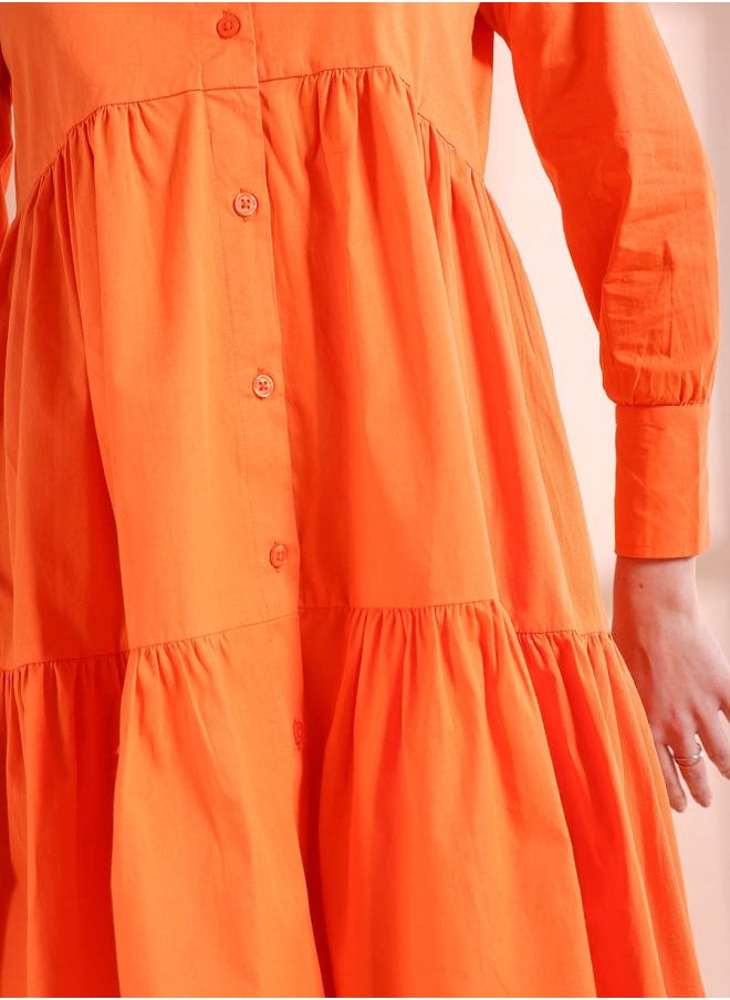 Women Fit and Flared Casual Solid Shirt Dress