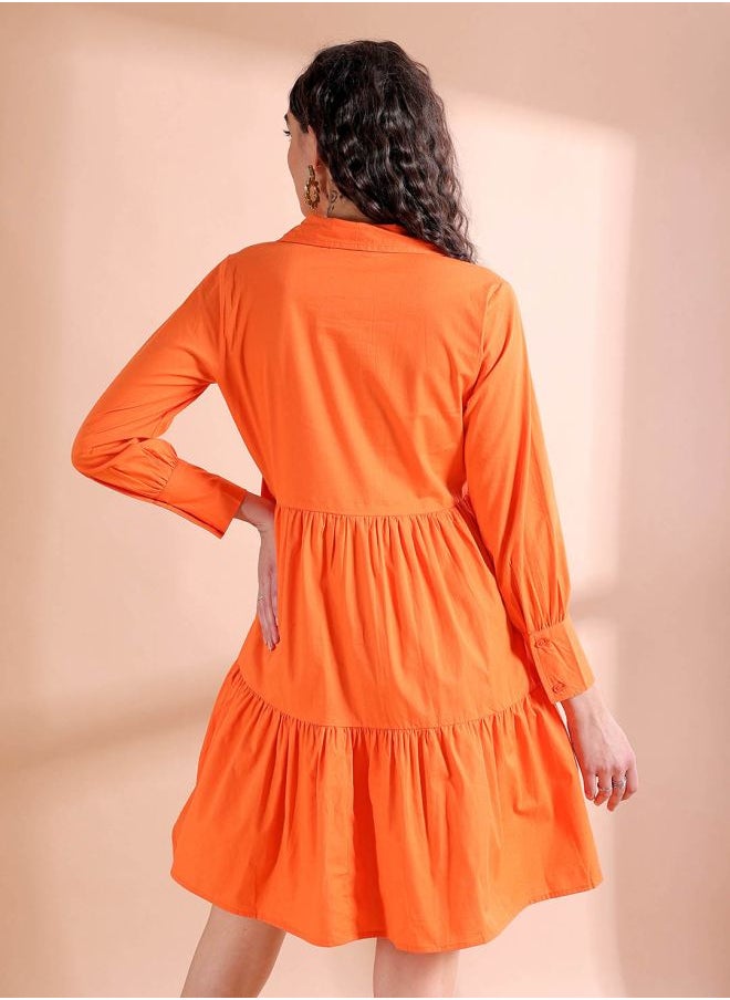 Women Fit and Flared Casual Solid Shirt Dress