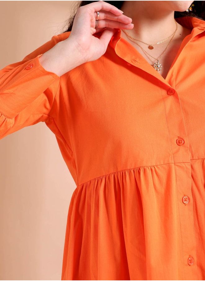 Women Fit and Flared Casual Solid Shirt Dress