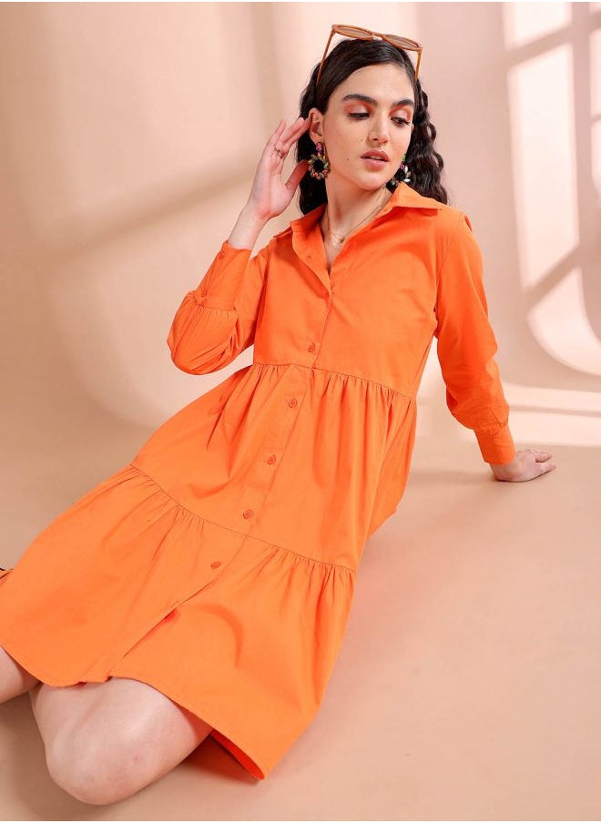 Women Fit and Flared Casual Solid Shirt Dress